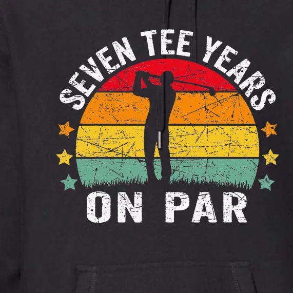 Funny 70th Birthday Golf Pun Retro Sunset 70 Year Old Golfer Premium Hoodie