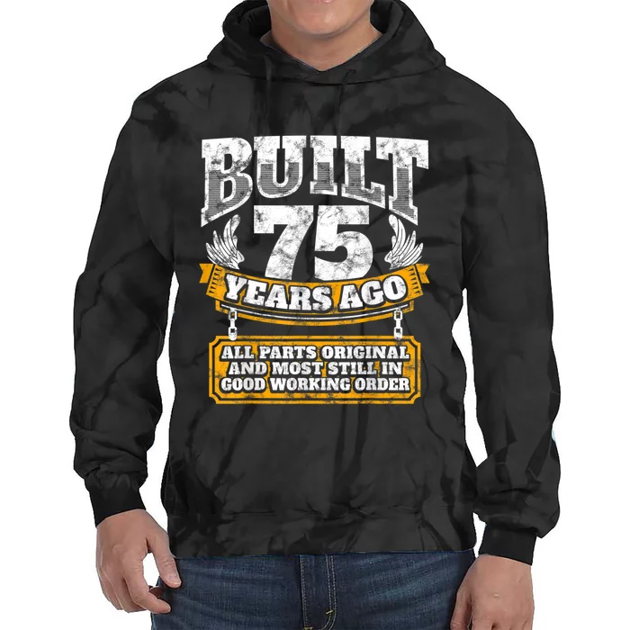 Funny 75th Birthday, BDay Gift Saying Age 75 Year Joke Tie Dye Hoodie