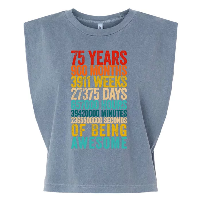 Funny 75th Birthday Old Meter Funny 75 Year Old Gifts Garment-Dyed Women's Muscle Tee