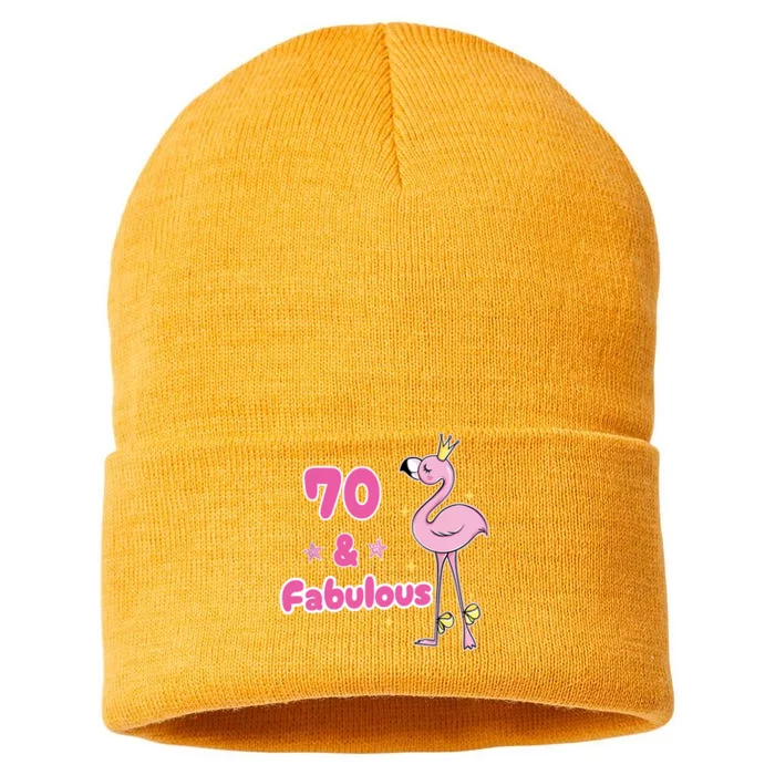 Funny 70th Bday Flamingo 1953 Birthday Gifts for Wo Sustainable Knit Beanie