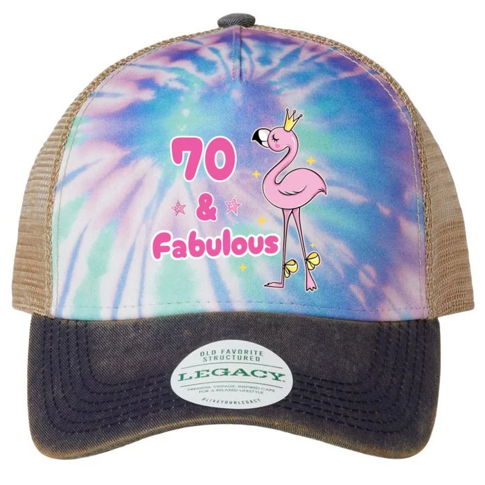 Funny 70th Bday Flamingo 1953 Birthday Gifts for Wo Legacy Tie Dye Trucker Hat