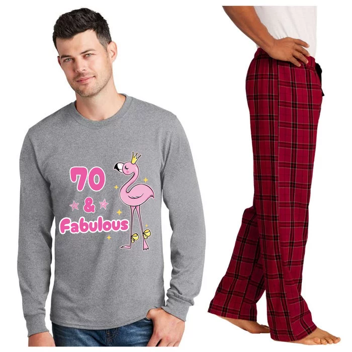 Funny 70th Bday Flamingo 1953 Birthday Gifts for Wo Long Sleeve Pajama Set