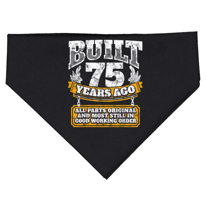 Funny 75th Birthday Present Shirt B-Day Gift Saying Age 75 Year Joke USA-Made Doggie Bandana