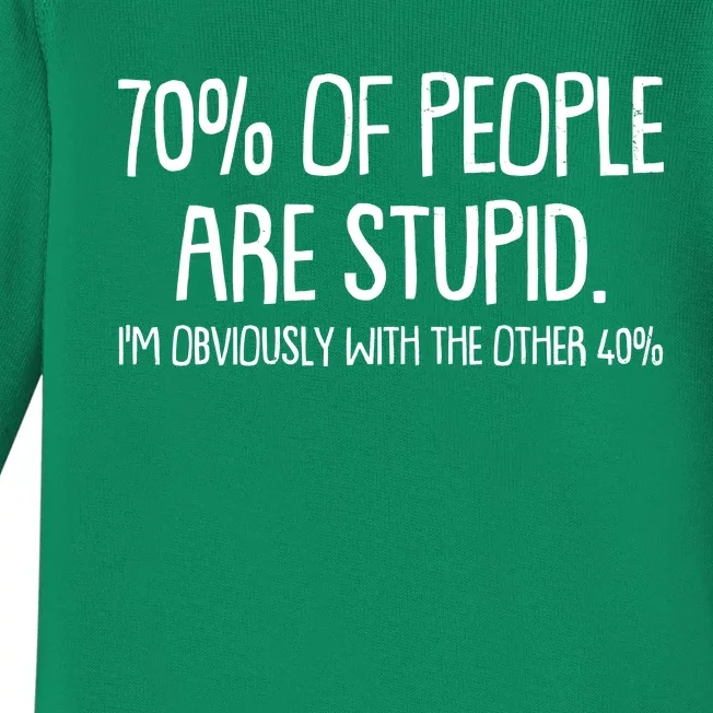 Funny 70 Percent Of People Are Stupid I'm Obviously With The Other 40 Percent Baby Long Sleeve Bodysuit