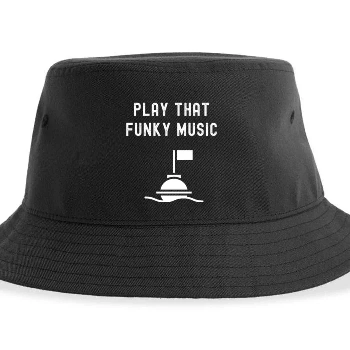 Funny 70s Retro Disco Play That Funky Music Sustainable Bucket Hat