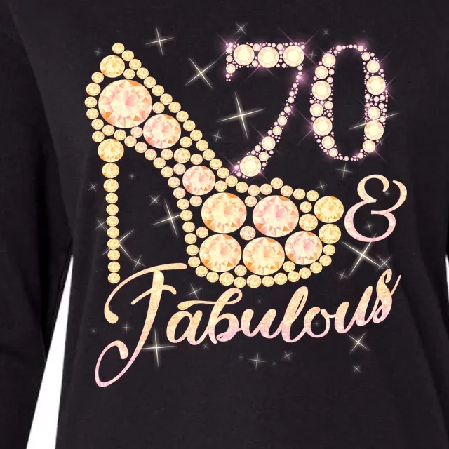 Fabulous & 70 Sparkly Heel 70th Birthday Womens Cotton Relaxed Long Sleeve T-Shirt