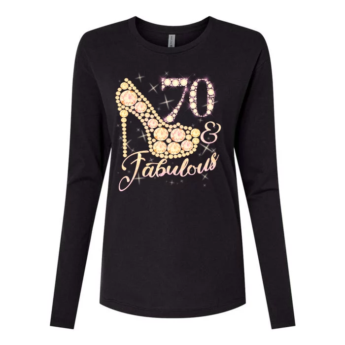 Fabulous & 70 Sparkly Heel 70th Birthday Womens Cotton Relaxed Long Sleeve T-Shirt