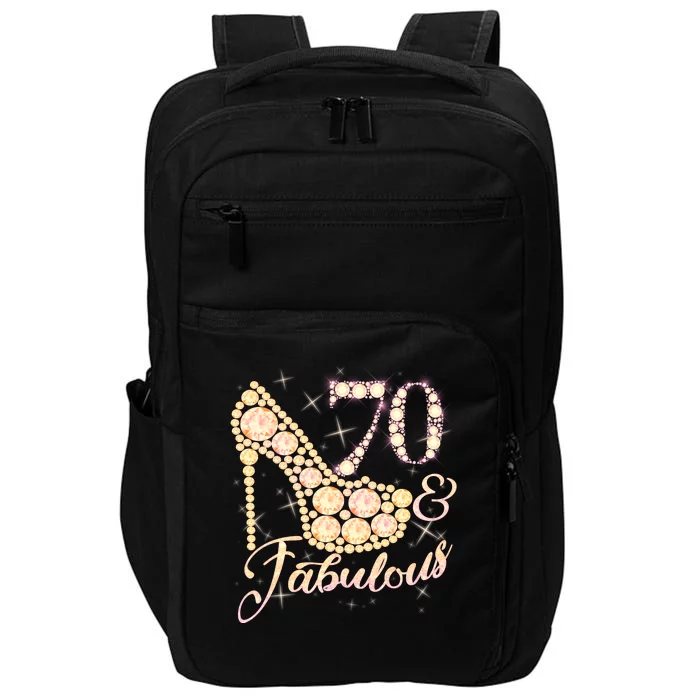 Fabulous & 70 Sparkly Heel 70th Birthday Impact Tech Backpack