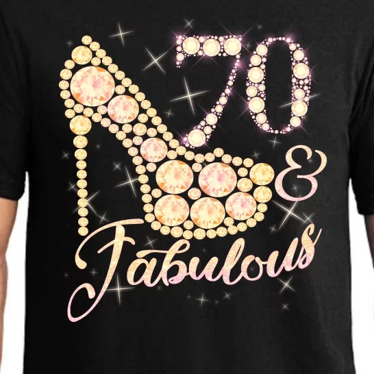 Fabulous & 70 Sparkly Heel 70th Birthday Pajama Set