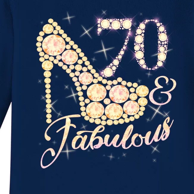 Fabulous & 70 Sparkly Heel 70th Birthday Baby Long Sleeve Bodysuit