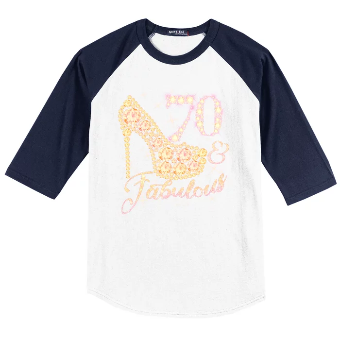 Fabulous & 70 Sparkly Heel 70th Birthday Baseball Sleeve Shirt