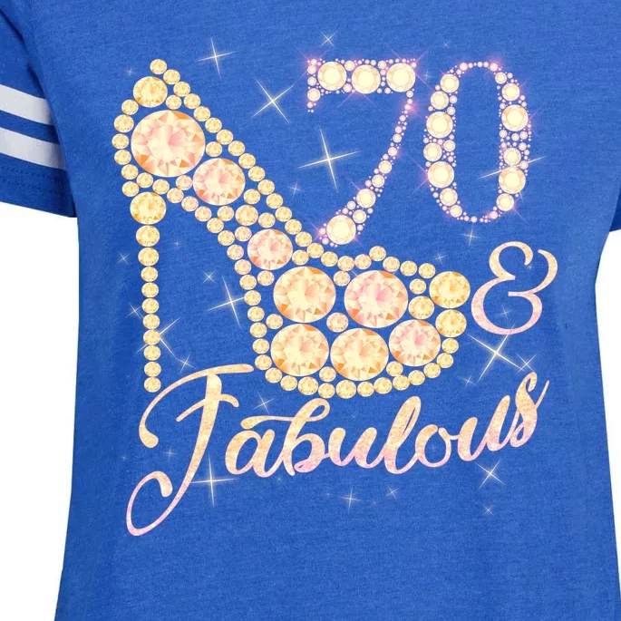 Fabulous & 70 Sparkly Heel 70th Birthday Enza Ladies Jersey Football T-Shirt