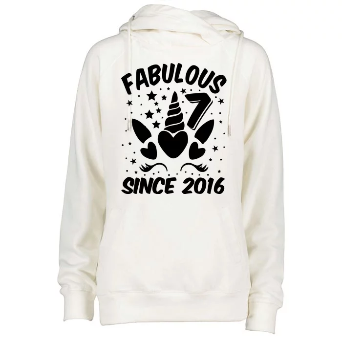 Fabulous 7 Since 2016 Unicorn Birthday Womens Funnel Neck Pullover Hood