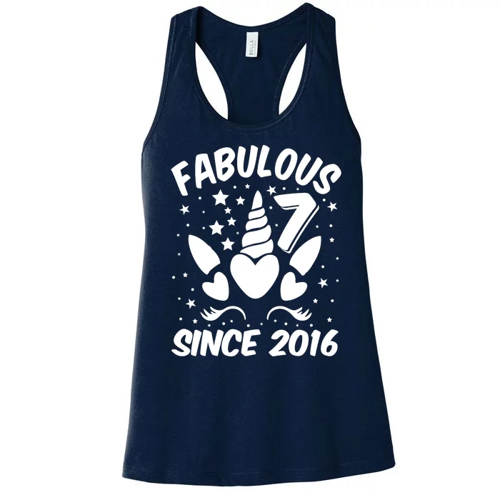 Fabulous 7 Since 2016 Unicorn Birthday Women's Racerback Tank