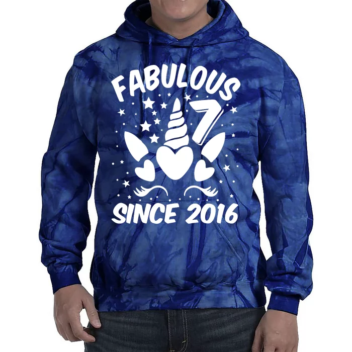 Fabulous 7 Since 2016 Unicorn Birthday Tie Dye Hoodie