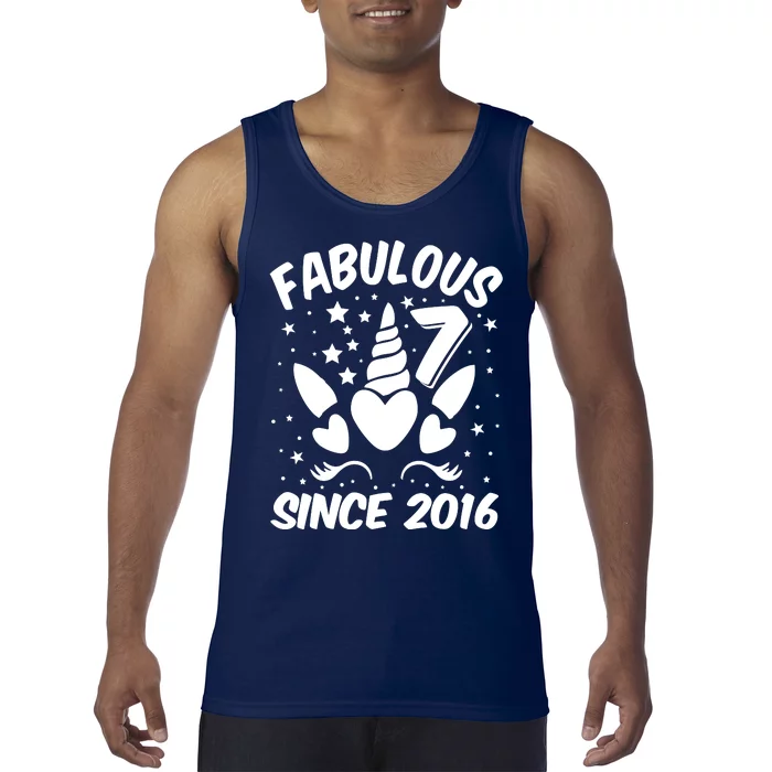 Fabulous 7 Since 2016 Unicorn Birthday Tank Top