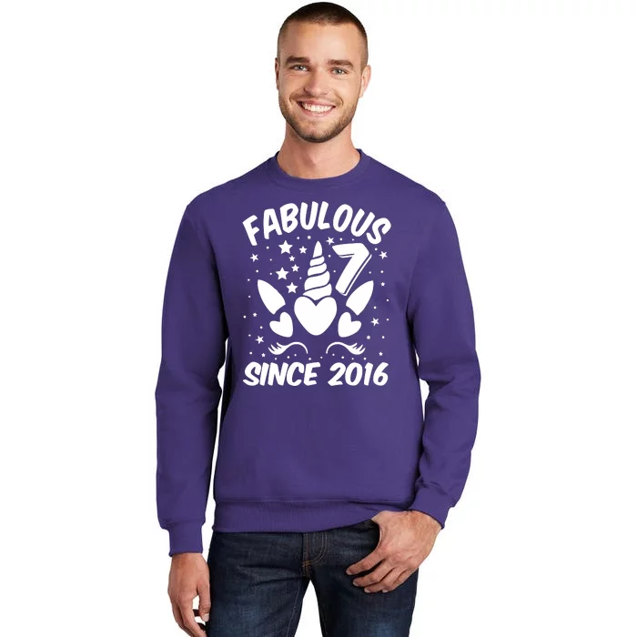 Fabulous 7 Since 2016 Unicorn Birthday Sweatshirt