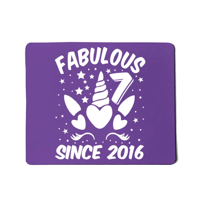 Fabulous 7 Since 2016 Unicorn Birthday Mousepad