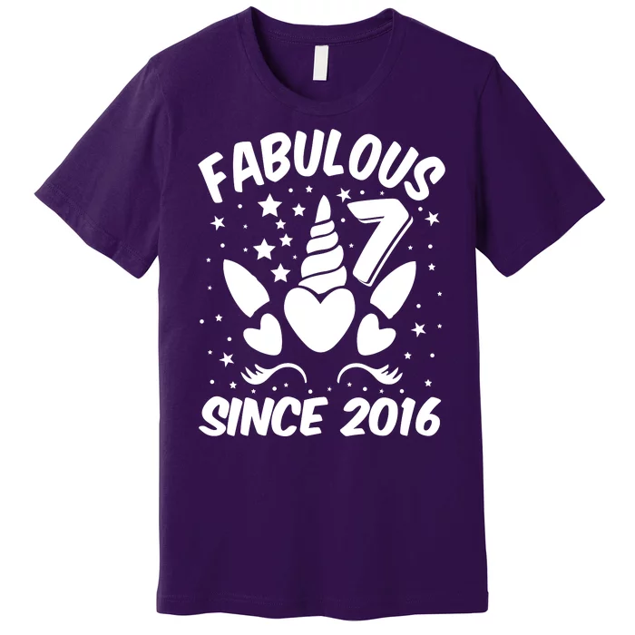 Fabulous 7 Since 2016 Unicorn Birthday Premium T-Shirt