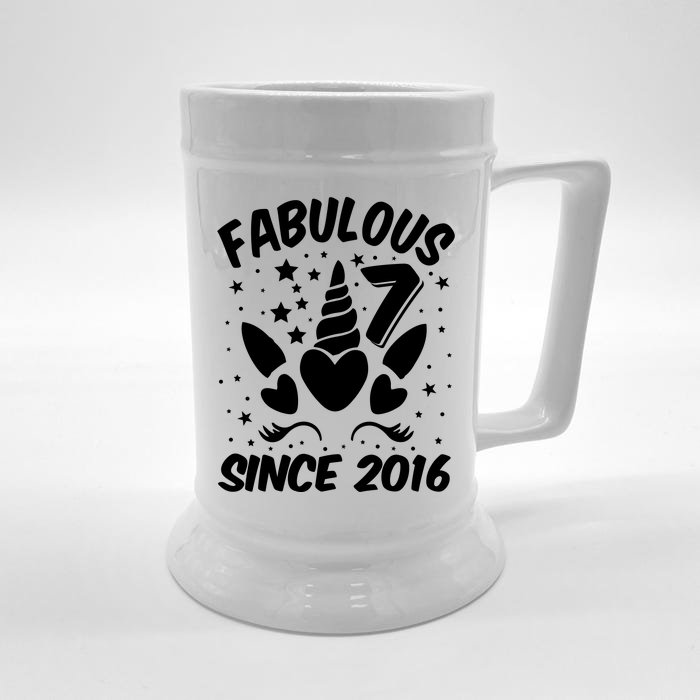 Fabulous 7 Since 2016 Unicorn Birthday Front & Back Beer Stein