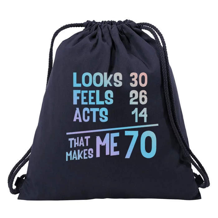 Funny 70 Year Old Joke Birthday Cute 70th Fabulous Humor Gift Drawstring Bag