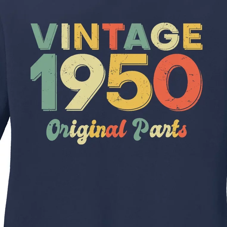 Funny 73 Years Old Born In 1950 Original Parts 73rd Birthday Ladies Long Sleeve Shirt