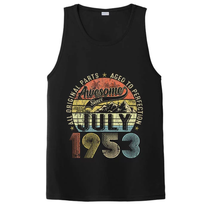 Funny 70 Year Old July 1953 Vintage Retro 70th Birthday Gift Performance Tank