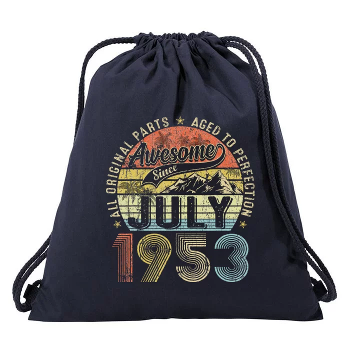 Funny 70 Year Old July 1953 Vintage Retro 70th Birthday Gift Drawstring Bag