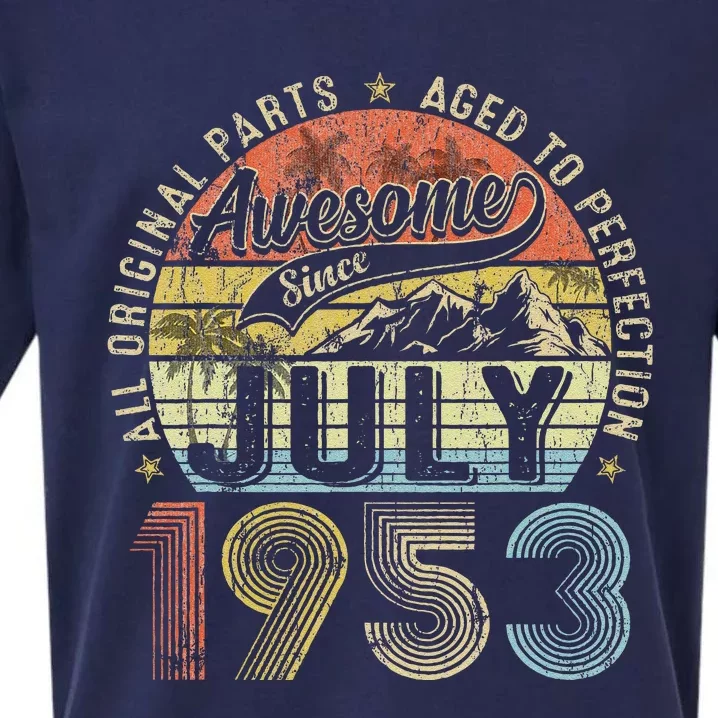 Funny 70 Year Old July 1953 Vintage Retro 70th Birthday Gift Sueded Cloud Jersey T-Shirt