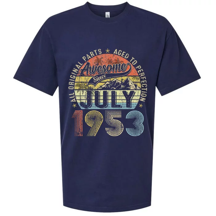 Funny 70 Year Old July 1953 Vintage Retro 70th Birthday Gift Sueded Cloud Jersey T-Shirt