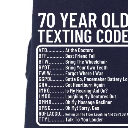 Funny 70 Year Old Texting Code Birthday Doggie 3-End Fleece Hoodie