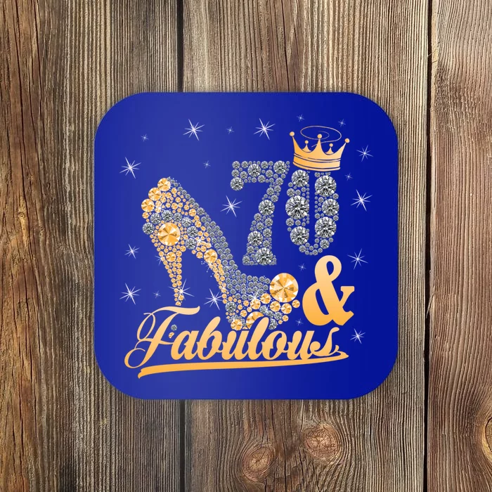 Funny 70 Years Old Joke Birthday Cute 70th Fabulous Crown Gift Coaster