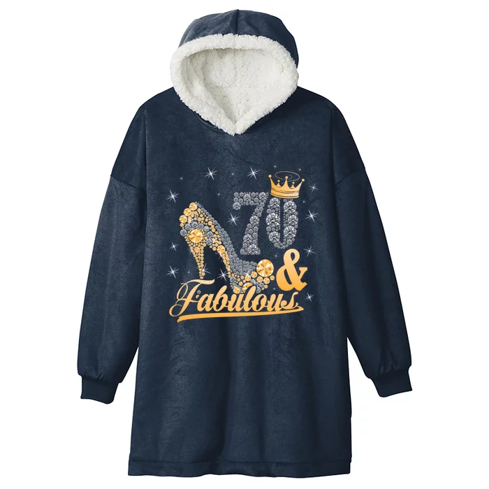 Funny 70 Years Old Joke Birthday Cute 70th Fabulous Crown Meaningful Gift Hooded Wearable Blanket