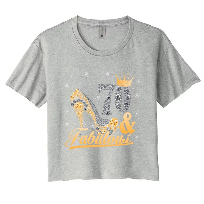 Funny 70 Years Old Joke Birthday Cute 70th Fabulous Crown Meaningful Gift Women's Crop Top Tee