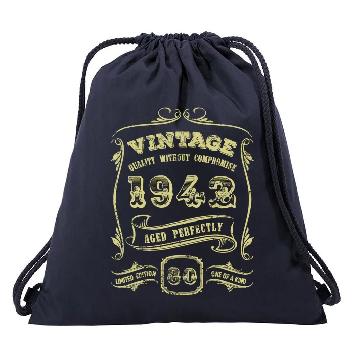 Funny 80th Birthday Gift Gold Vintage 1942 Age Perfectly Essential Drawstring Bag