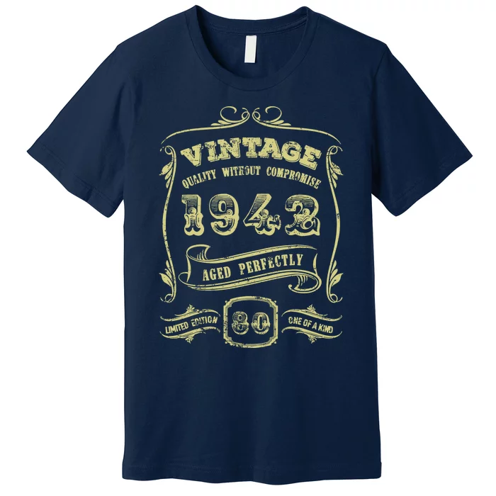 Funny 80th Birthday Gift Gold Vintage 1942 Age Perfectly Essential Premium T-Shirt