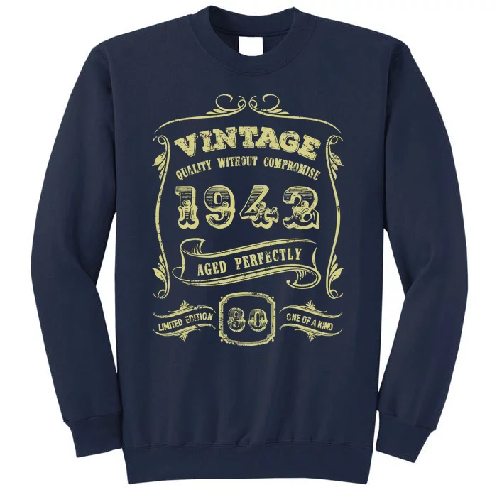 Funny 80th Birthday Gift Gold Vintage 1942 Age Perfectly Essential Tall Sweatshirt