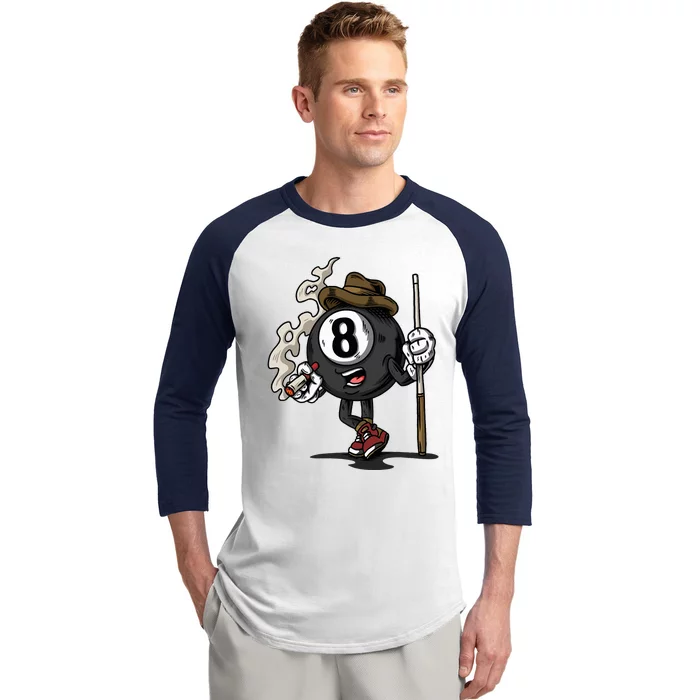 Funny 8 Ball Billiard Pool Player Eight Ball Billiards Baseball Sleeve Shirt