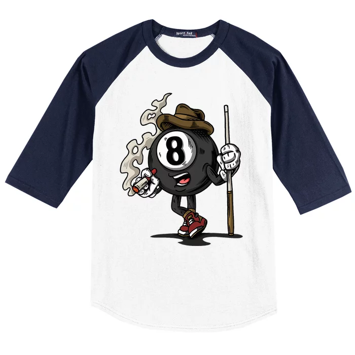 Funny 8 Ball Billiard Pool Player Eight Ball Billiards Baseball Sleeve Shirt