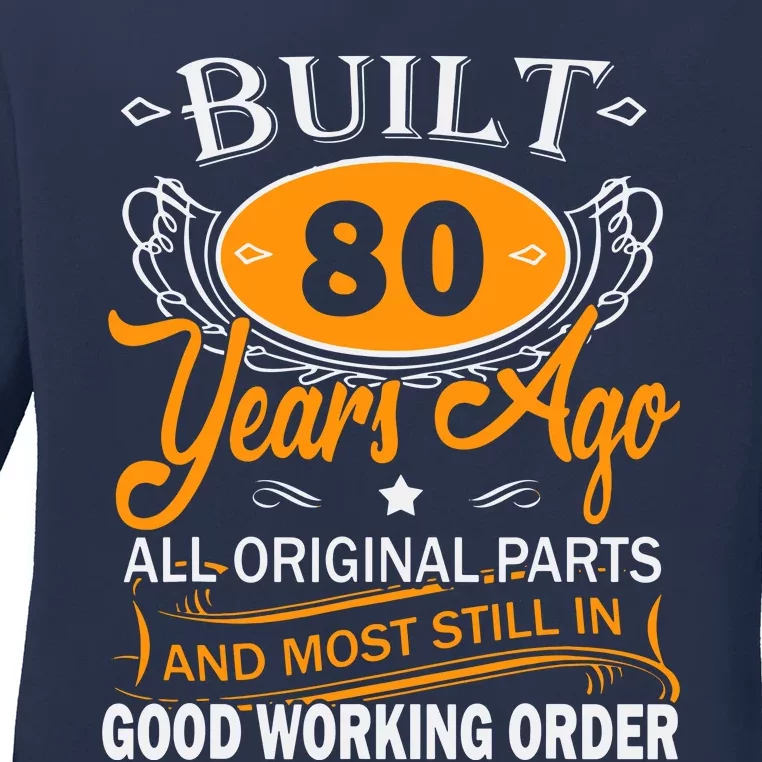 Funny 80th Birthday 80 Years Old Gifts Men Women 1 Ladies Long Sleeve Shirt