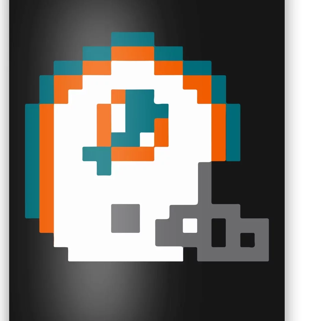 Funny 8 Bit Miami Helmet Gift For Dolphins Sport Poster