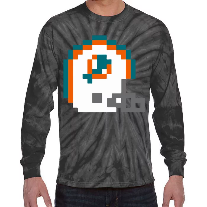 Funny 8 Bit Miami Helmet Gift For Dolphins Sport Tie-Dye Long Sleeve Shirt