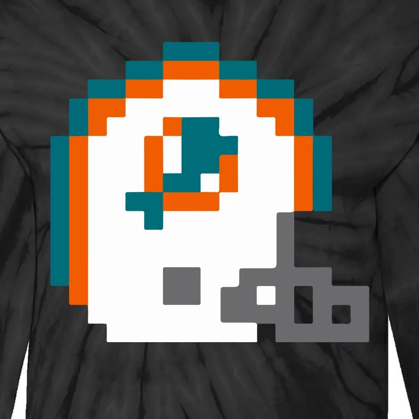 Funny 8 Bit Miami Helmet Gift For Dolphins Sport Tie-Dye Long Sleeve Shirt