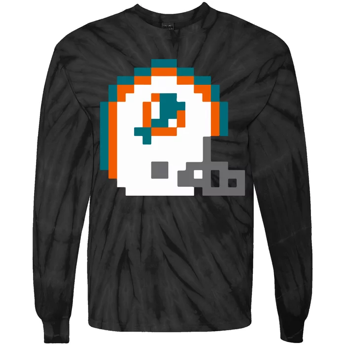 Funny 8 Bit Miami Helmet Gift For Dolphins Sport Tie-Dye Long Sleeve Shirt