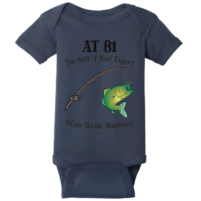 Funny 81st Birthday Gift 81YearOld Fisherman Fishing Baby Bodysuit