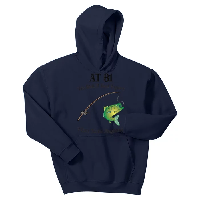 Funny 81st Birthday Gift 81YearOld Fisherman Fishing Kids Hoodie