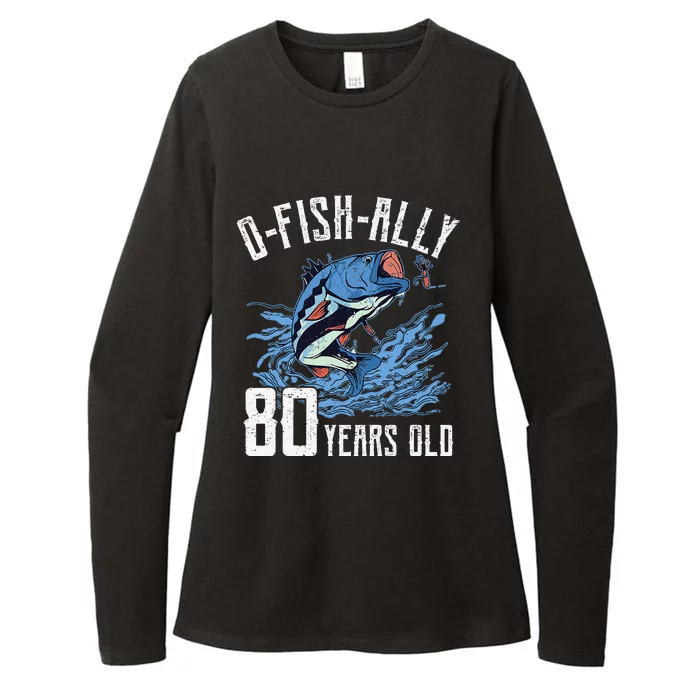 Fishing 80th Birthday OFishAlly 80 Year Old Angler Womens CVC Long Sleeve Shirt