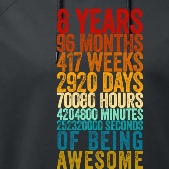 Funny 8th Birthday Old Meter Funny 8 Year Old Gifts Performance Fleece Hoodie