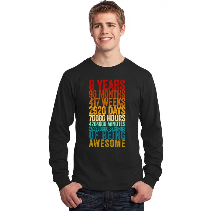 Funny 8th Birthday Old Meter Funny 8 Year Old Gifts Tall Long Sleeve T-Shirt