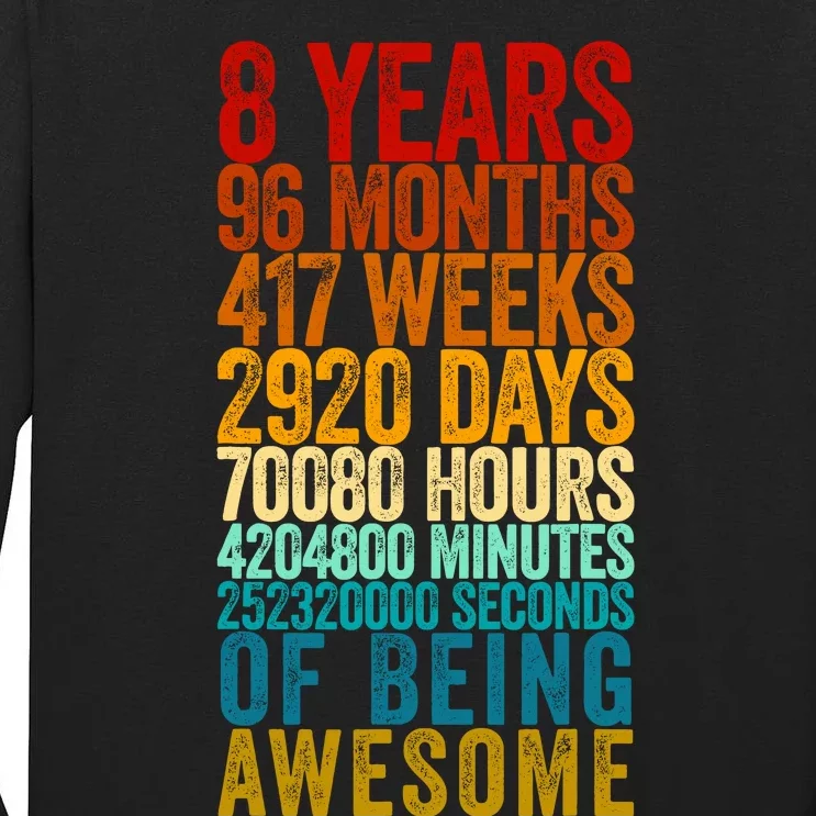 Funny 8th Birthday Old Meter Funny 8 Year Old Gifts Tall Long Sleeve T-Shirt